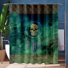 Dreamcatcher With Skull Shower Curtain 60  X 72  (medium)  by FantasyWorld7