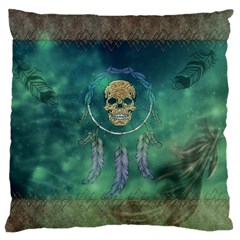 Dreamcatcher With Skull Large Cushion Case (two Sides) by FantasyWorld7