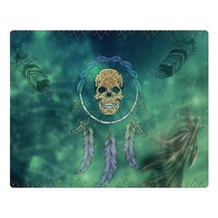 Dreamcatcher With Skull Double Sided Flano Blanket (large)  by FantasyWorld7