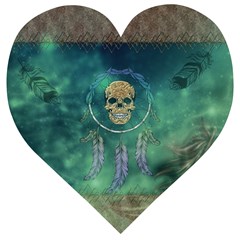 Dreamcatcher With Skull Wooden Puzzle Heart by FantasyWorld7