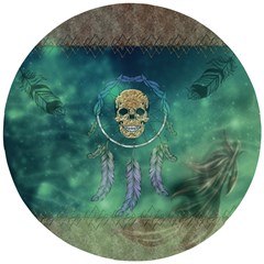 Dreamcatcher With Skull Wooden Puzzle Round by FantasyWorld7