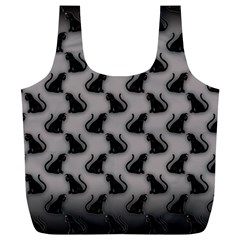 Black Cats On Gray Full Print Recycle Bag (xl) by bloomingvinedesign