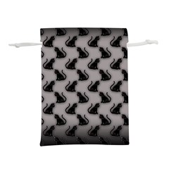 Black Cats On Gray Lightweight Drawstring Pouch (l) by bloomingvinedesign