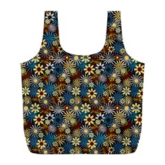 Daisies Variation 1 Full Print Recycle Bag (l) by bloomingvinedesign