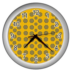 Sensational Stars On Incredible Yellow Wall Clock (silver) by pepitasart