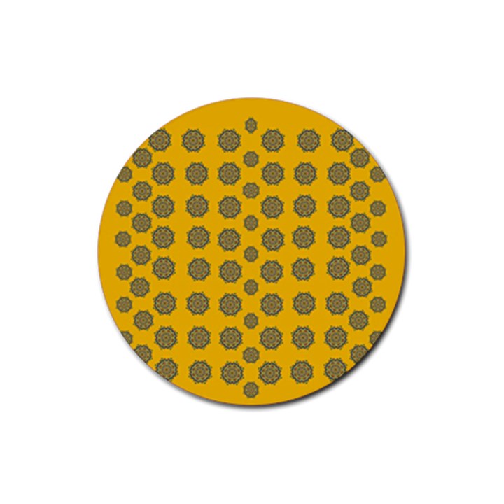 Sensational Stars On Incredible Yellow Rubber Coaster (Round) 