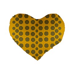 Sensational Stars On Incredible Yellow Standard 16  Premium Flano Heart Shape Cushions by pepitasart