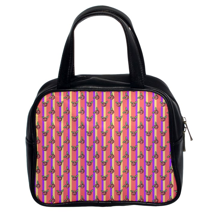 pink stripe & roses Classic Handbag (Two Sides)