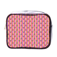 Pink Stripe & Roses Mini Toiletries Bag (one Side) by charliecreates