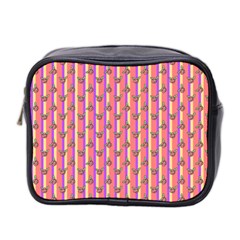 Pink Stripe & Roses Mini Toiletries Bag (two Sides) by charliecreates