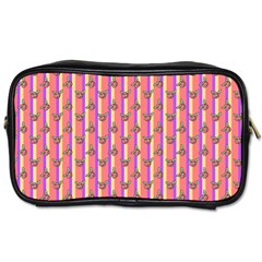 Pink Stripe & Roses Toiletries Bag (two Sides) by charliecreates