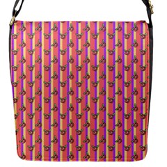 Pink Stripe & Roses Flap Closure Messenger Bag (s) by charliecreates