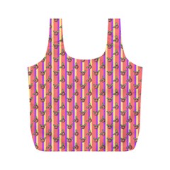 Pink Stripe & Roses Full Print Recycle Bag (m) by charliecreates