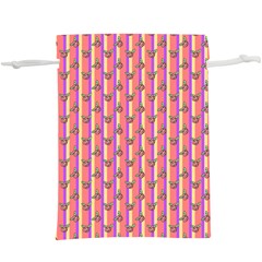 Pink Stripe & Roses  Lightweight Drawstring Pouch (xl) by charliecreates