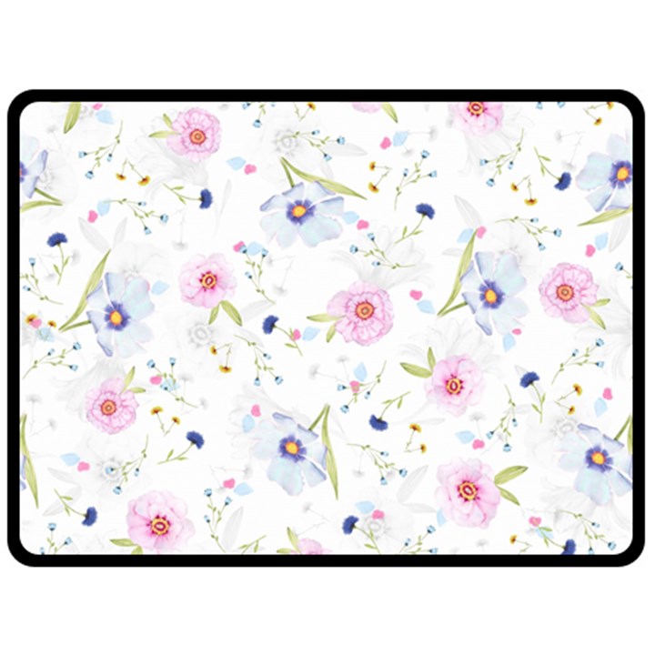 Pink blue flowers pattern                       Fleece Blanket