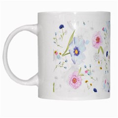 Pink blue flowers pattern                        White Mug