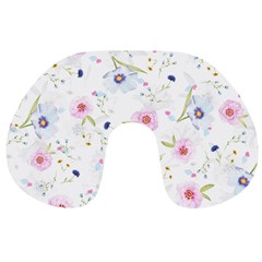 Pink blue flowers pattern                        Travel Neck Pillow