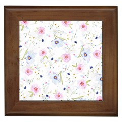 Pink blue flowers pattern                        Framed Tile