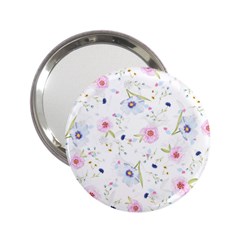 Pink blue flowers pattern                        2.25  Handbag Mirror