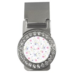 Pink blue flowers pattern                        Money Clip (CZ)