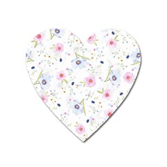 Pink blue flowers pattern                        Magnet (Heart)