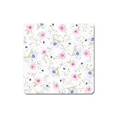 Pink blue flowers pattern                        Magnet (Square)