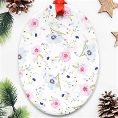 Pink blue flowers pattern                        Ornament (Oval)