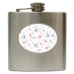 Pink blue flowers pattern                        Hip Flask (6 oz)