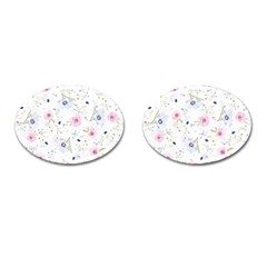 Pink blue flowers pattern                        Cufflinks (Oval)