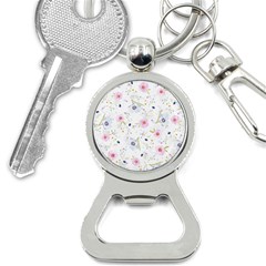 Pink blue flowers pattern                        Bottle Opener Key Chain