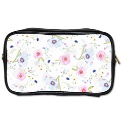 Pink blue flowers pattern                        Toiletries Bag (Two Sides)