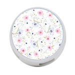 Pink blue flowers pattern                        4-Port USB Hub (One Side) Front