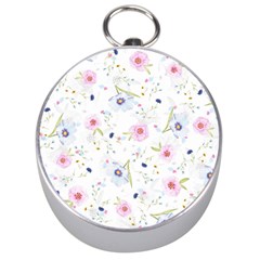 Pink blue flowers pattern                        Silver Compass