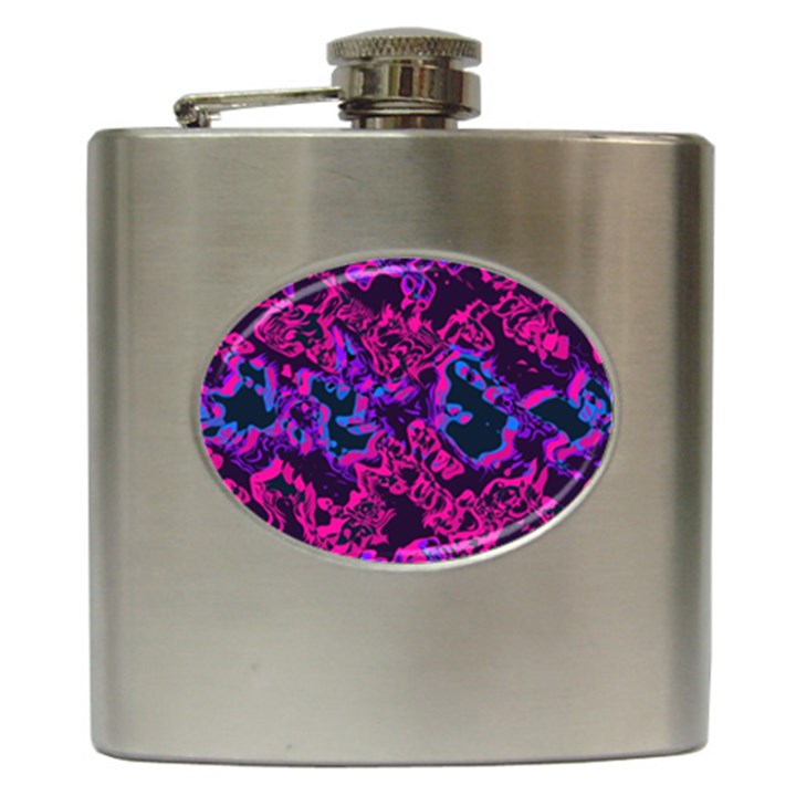 Pink blue abstract texture                        Hip Flask (6 oz)