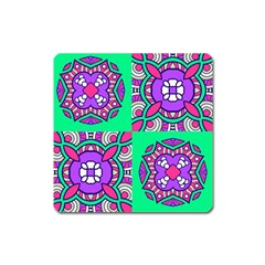 Purple shapes on a green background                         Magnet (Square)