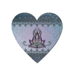 Abstract Decorative Floral Design, Mandala Heart Magnet by FantasyWorld7