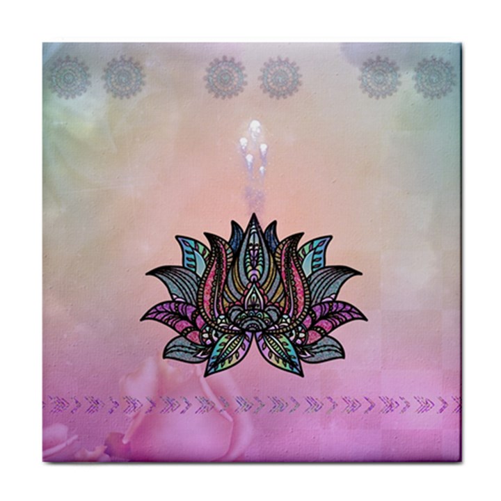 Abstract Decorative Floral Design, Mandala Tile Coaster