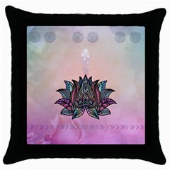 Abstract Decorative Floral Design, Mandala Throw Pillow Case (black) by FantasyWorld7