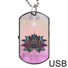 Abstract Decorative Floral Design, Mandala Dog Tag Usb Flash (one Side) by FantasyWorld7