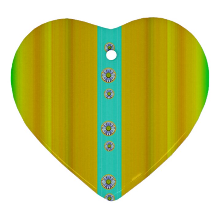 Colors And Flowers Heart Ornament (Two Sides)