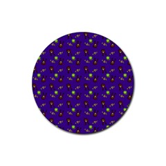 School Girl Braids Dark Blue Rubber Round Coaster (4 Pack)  by snowwhitegirl