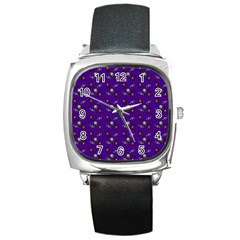 School Girl Braids Dark Blue Square Metal Watch by snowwhitegirl