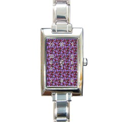 Lazy Cat Floral Pattern Lilac Polka Rectangle Italian Charm Watch by snowwhitegirl