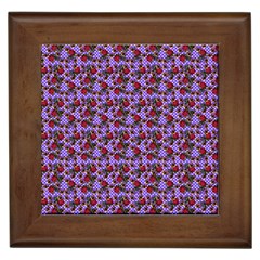 Lazy Cat Floral Pattern Lilac Polka Framed Tile by snowwhitegirl