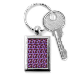 Lazy Cat Floral Pattern Lilac Polka Key Chain (rectangle) by snowwhitegirl