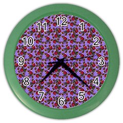 Lazy Cat Floral Pattern Lilac Polka Color Wall Clock by snowwhitegirl