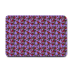 Lazy Cat Floral Pattern Lilac Polka Small Doormat  by snowwhitegirl