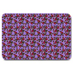 Lazy Cat Floral Pattern Lilac Polka Large Doormat  by snowwhitegirl