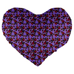 Lazy Cat Floral Pattern Lilac Polka Large 19  Premium Flano Heart Shape Cushions by snowwhitegirl