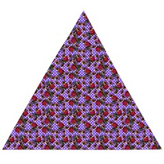 Lazy Cat Floral Pattern Lilac Polka Wooden Puzzle Triangle